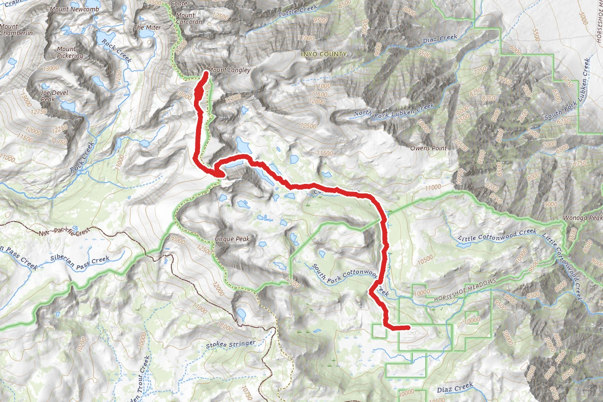 Cottonwood Lakes Campground to Mount Langley