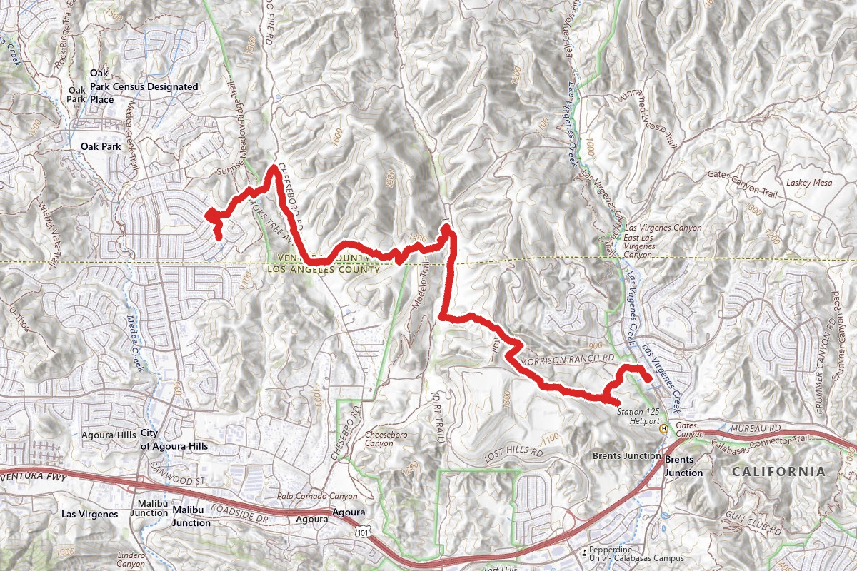 Palo Comado Canyon to Cheesebro Canyon to Morrison Ranch Trails