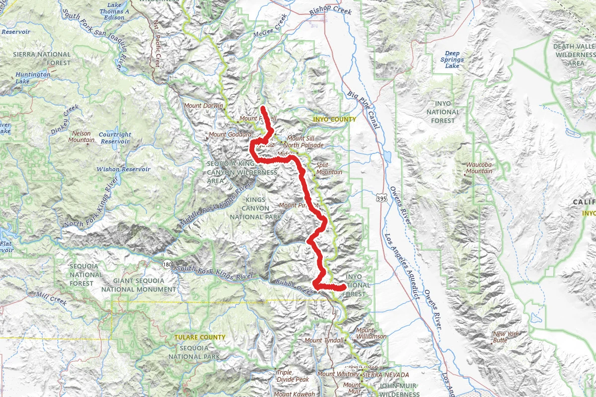 Bishop Pass to Kearsarge Pass via John Muir Trail
