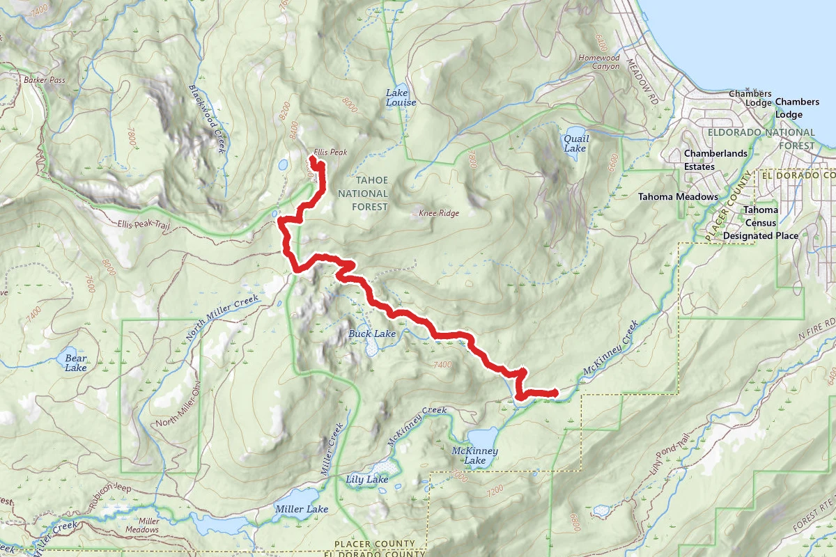 Ellis Peak via Rubicon Trail Staging Area