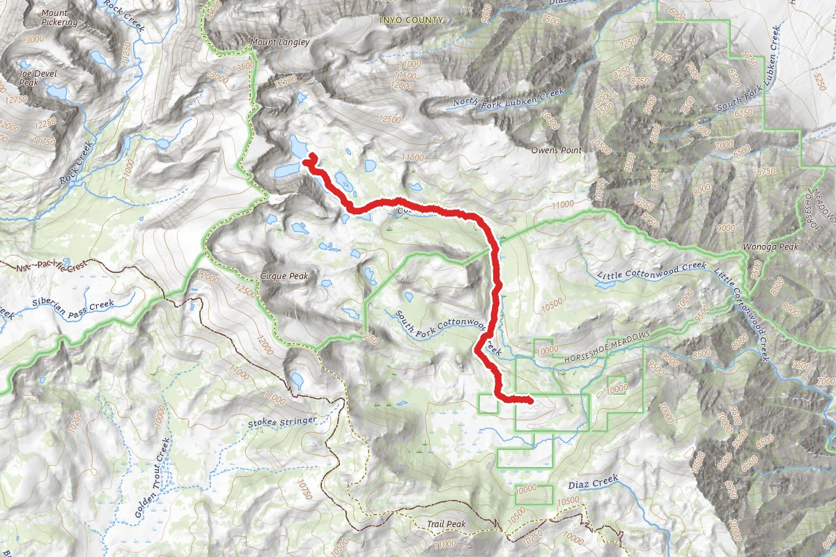 Cottonwood Lake #3, #4, #5 via Cottonwood Lakes and Army Pass Trail