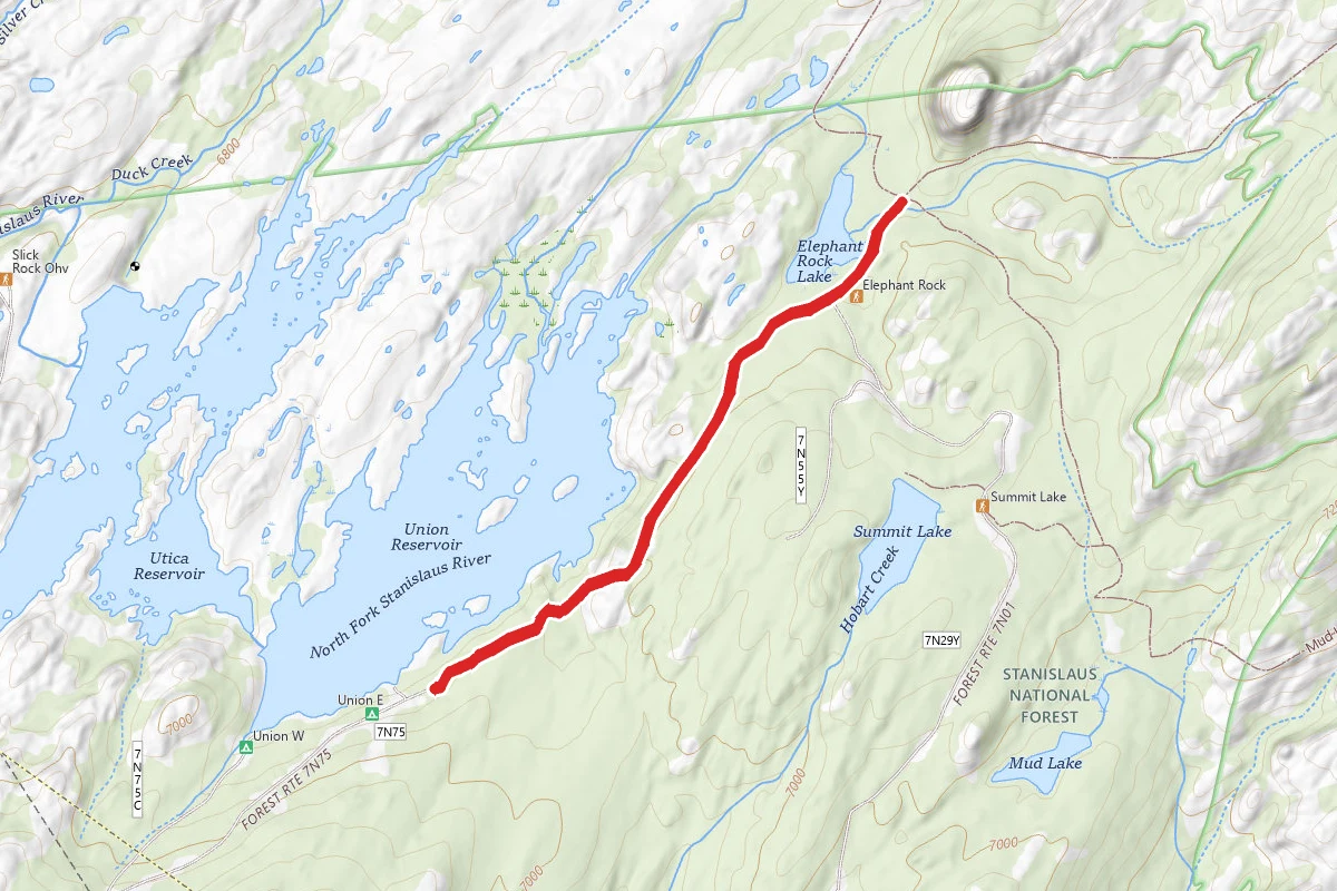 Union Reservoir to Eephant Rock Lake
