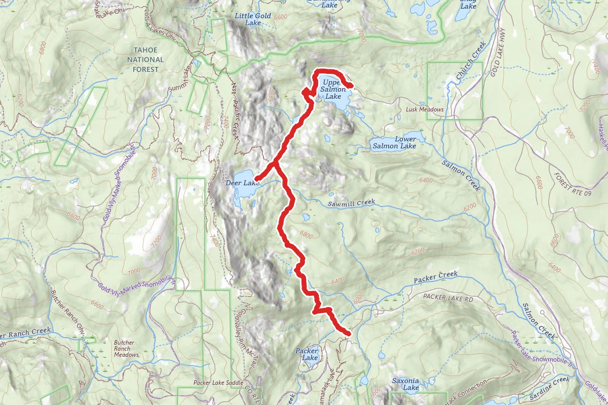 Upper Salmon Lake and Deer Lake to Packer Lake Road