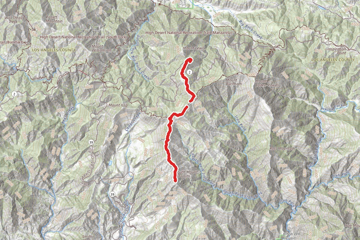 South Mount Hawkins via Hawkins Ridge Trail