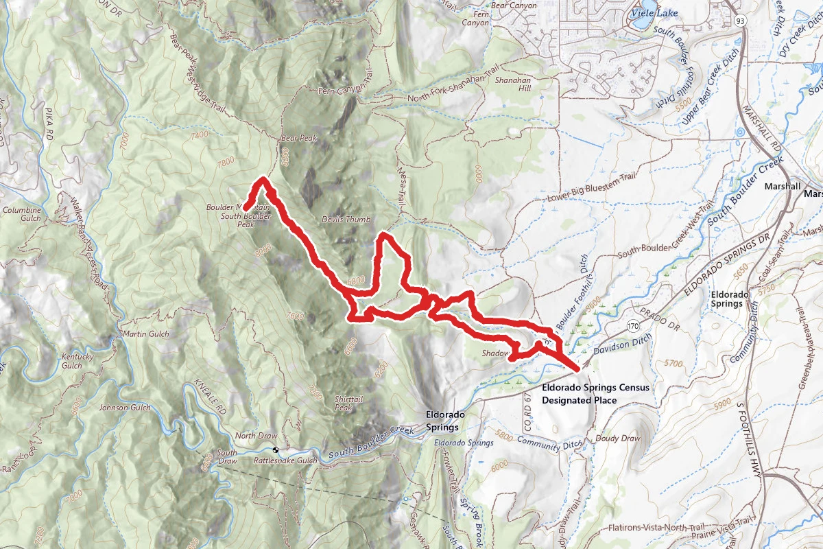 Shadow Canyon Trail to South Boulder Peak