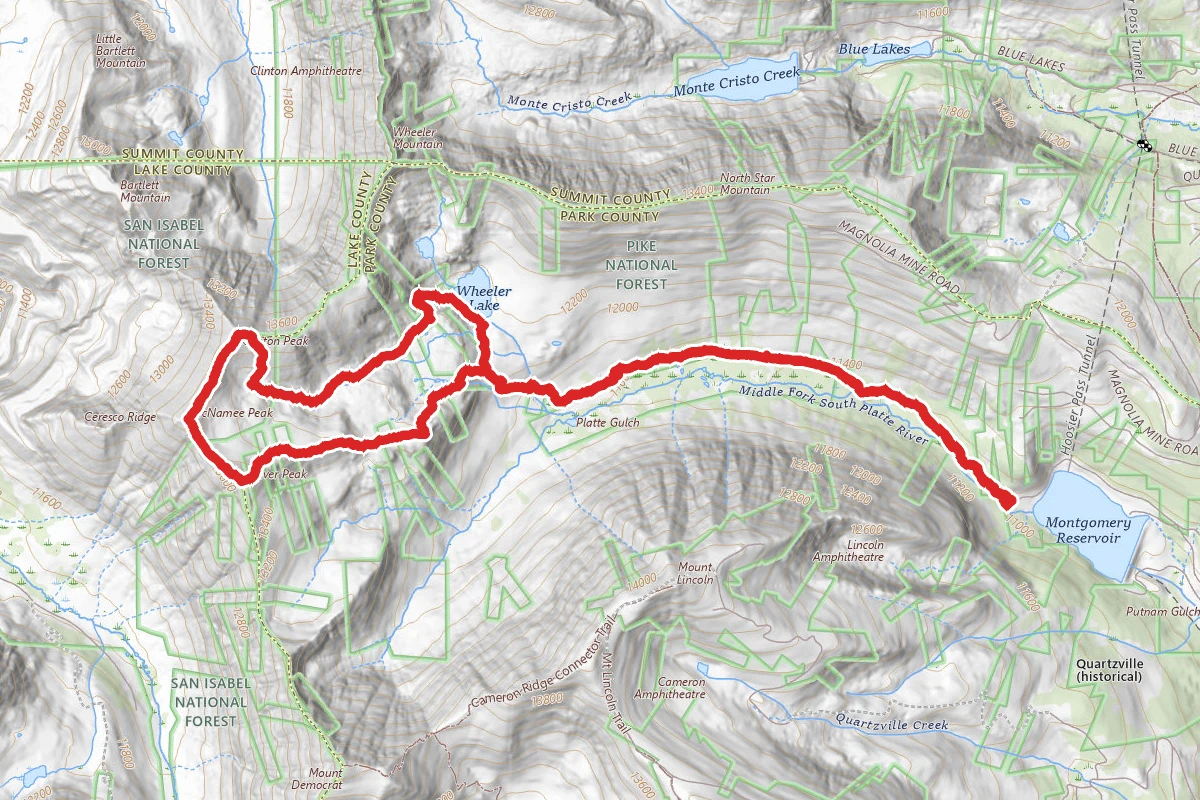Wheeler Lake, Clinton Peak, McNamee Peak, Traver Peak