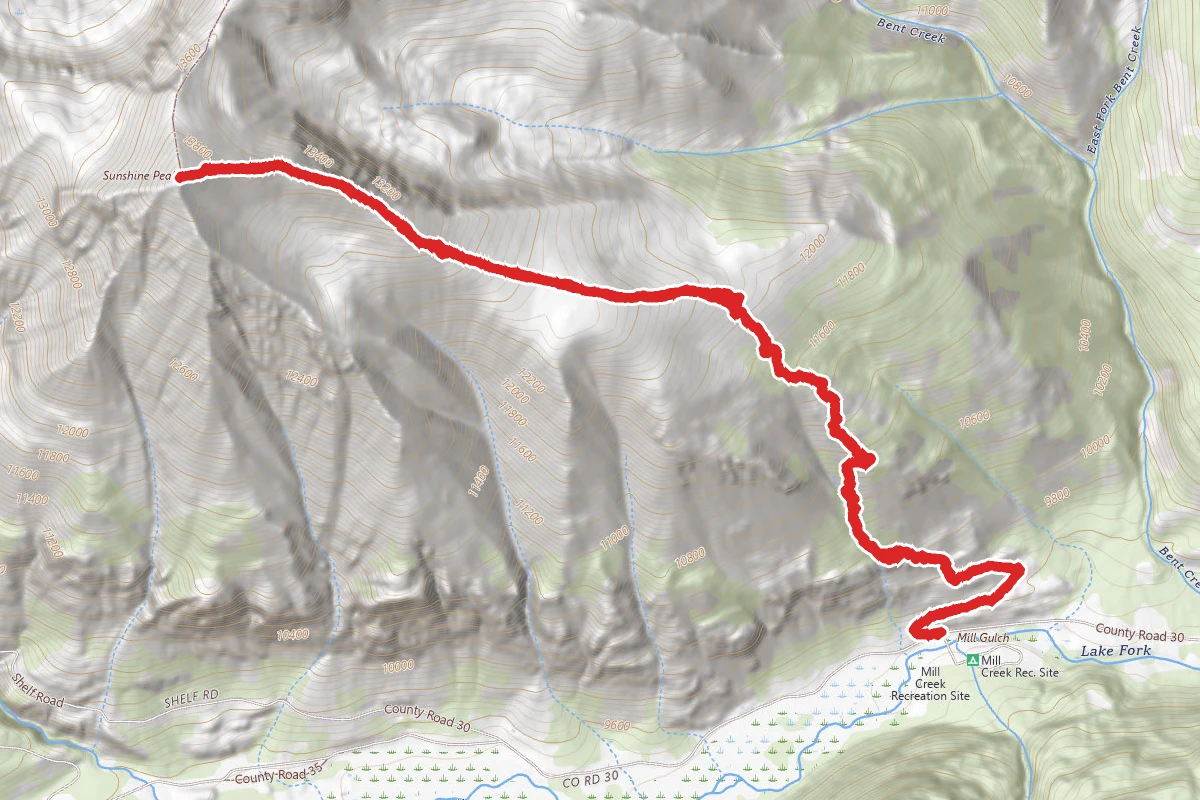 Sunshine Peak via Mills Creek TH