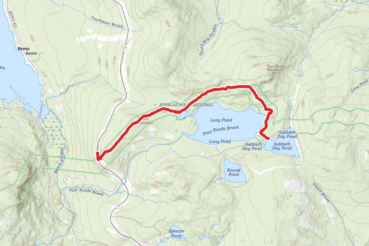 Long Pond and Sabbath Day Pond via Appalachian Trail