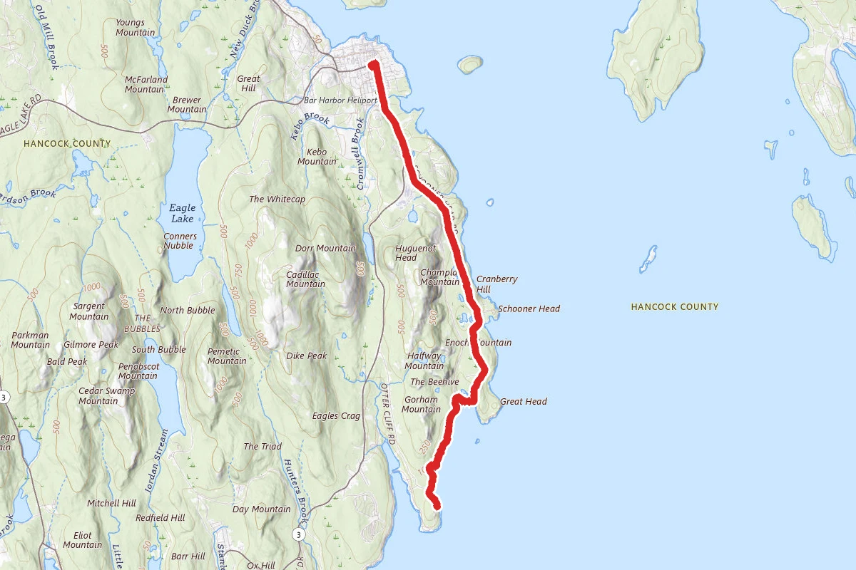 Ocean Path Trail to Schooner Head Trail