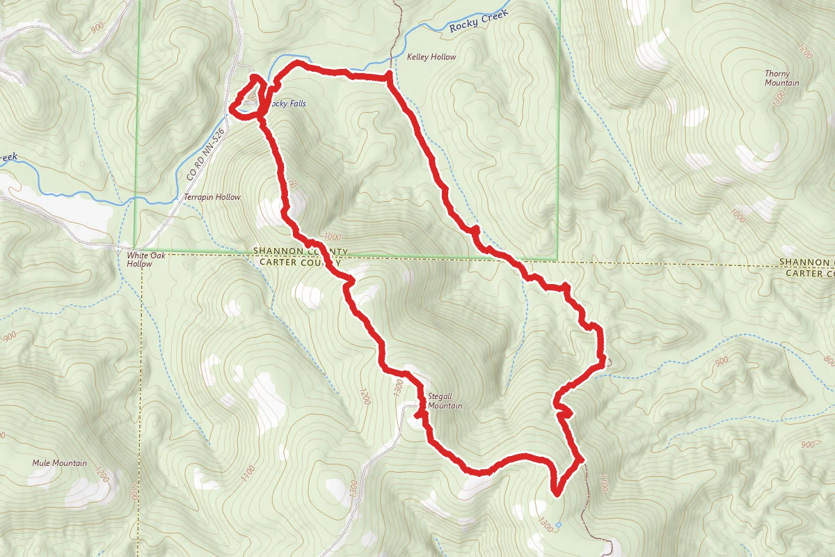 Rocky Falls and Kelley Hollow Loop Trail