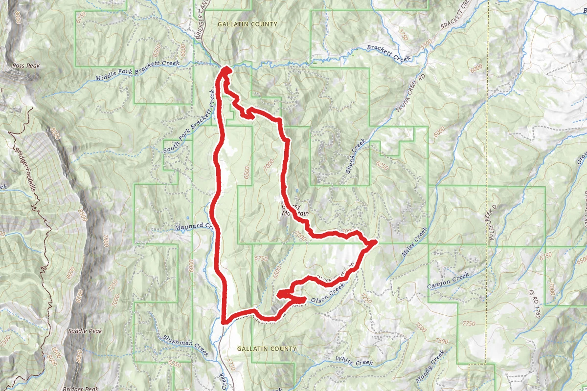 Grassy Mountain Loop route map