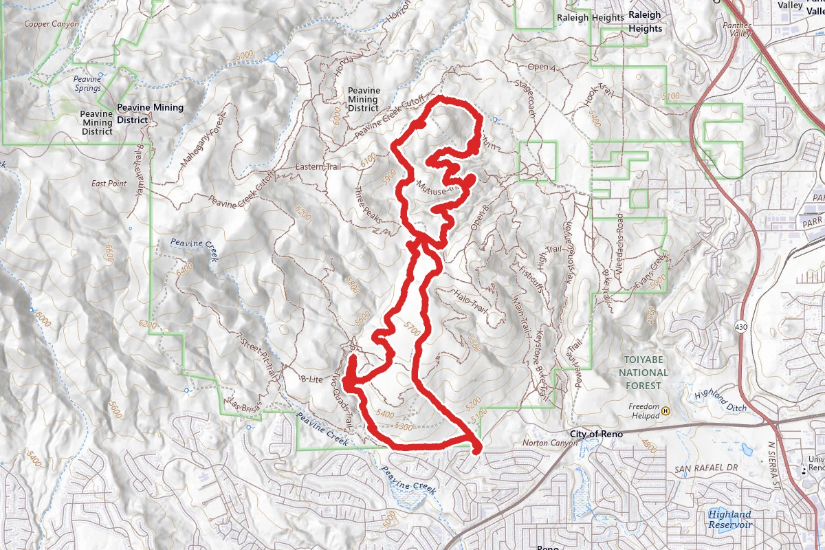 Kings, Bacon, Halo Trail route map