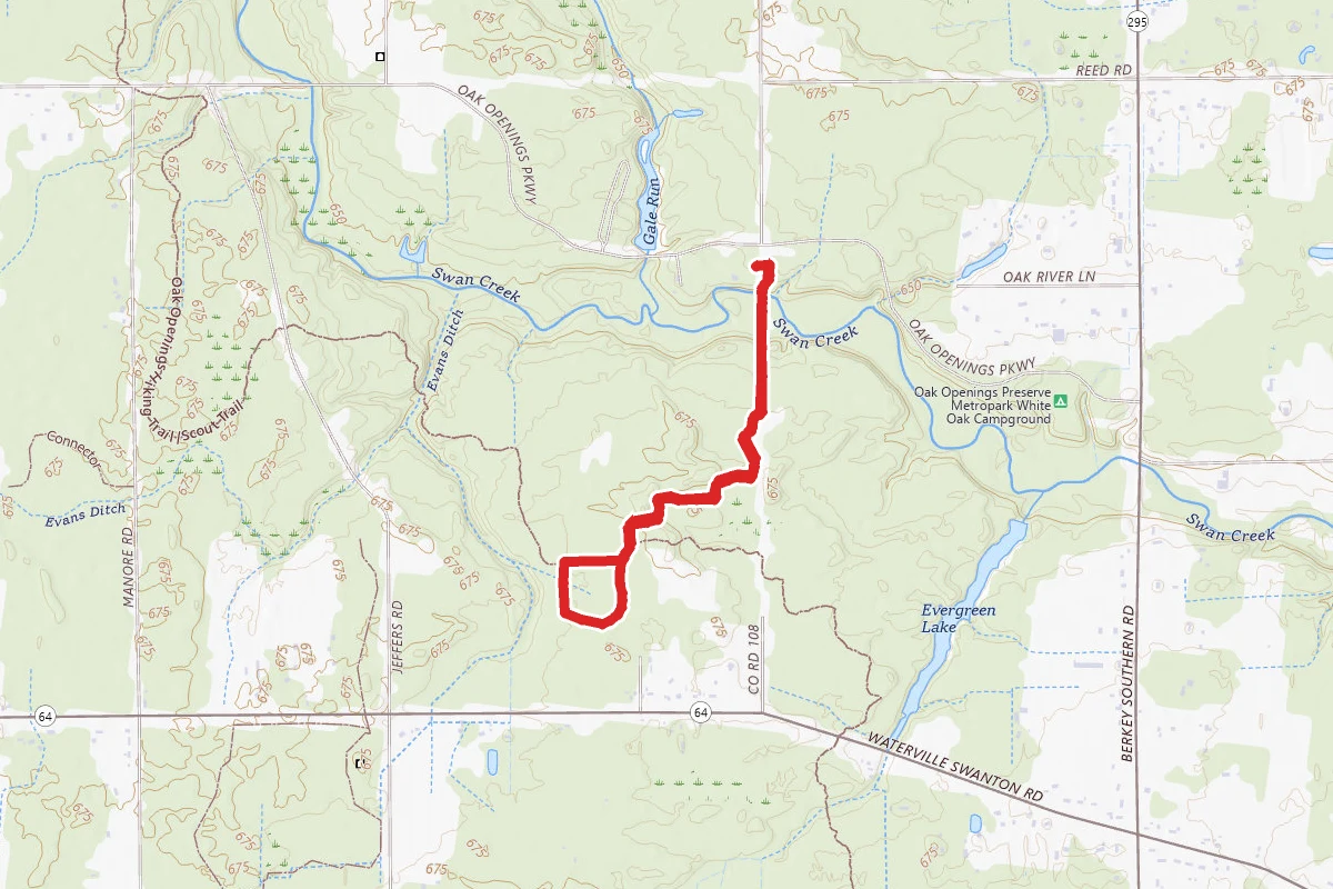 Wabash Cannonball Connector, Ridge Trail, Oaks Opening Loop