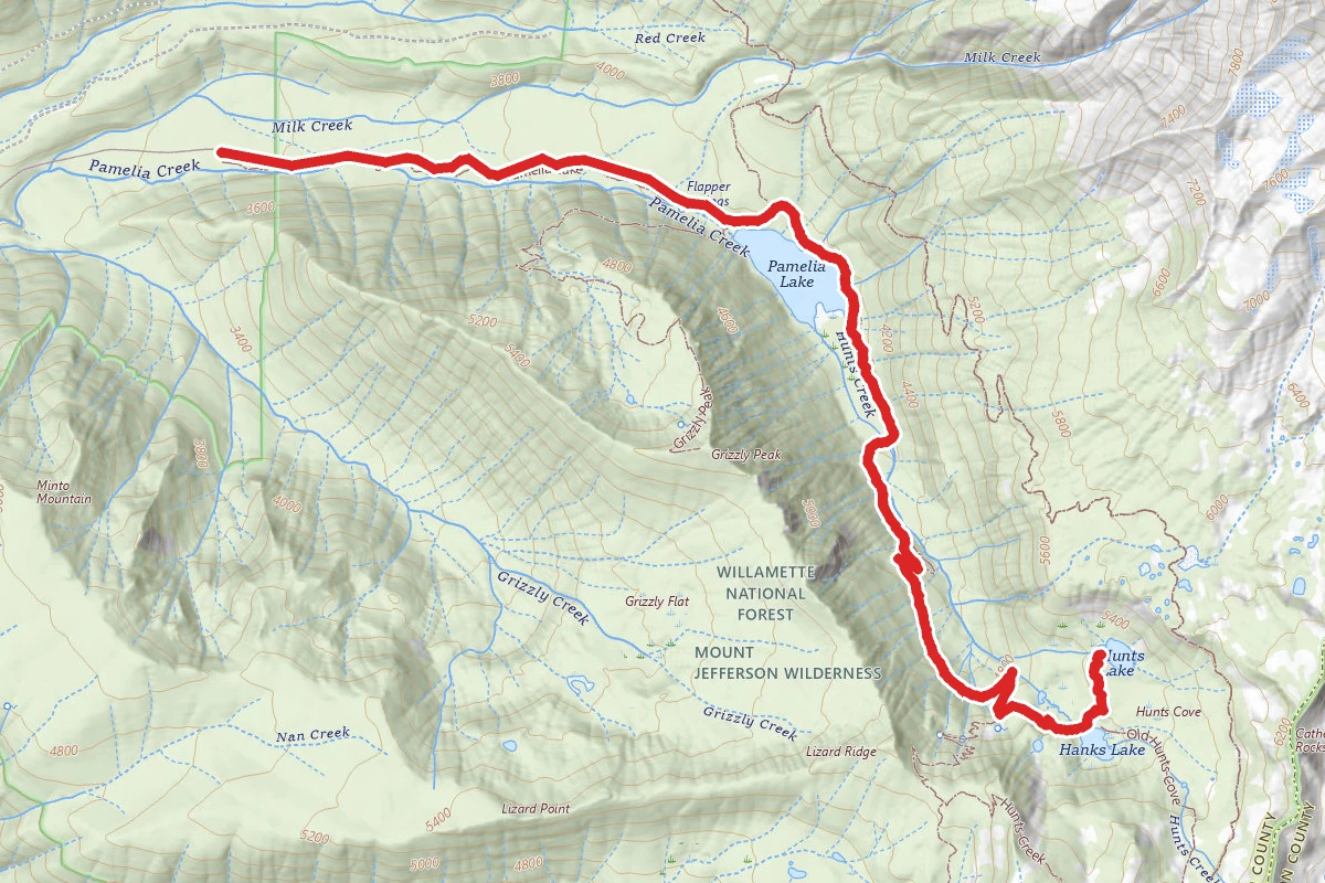 Hunts Lake via Pamelia Lake Trail and Hunt's Creek and Hunt's Cove Trail