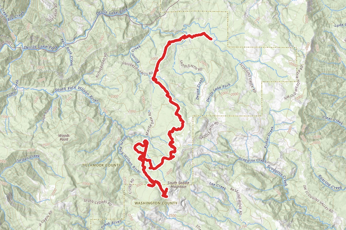 Cedar Trail and University OHV Trail route map