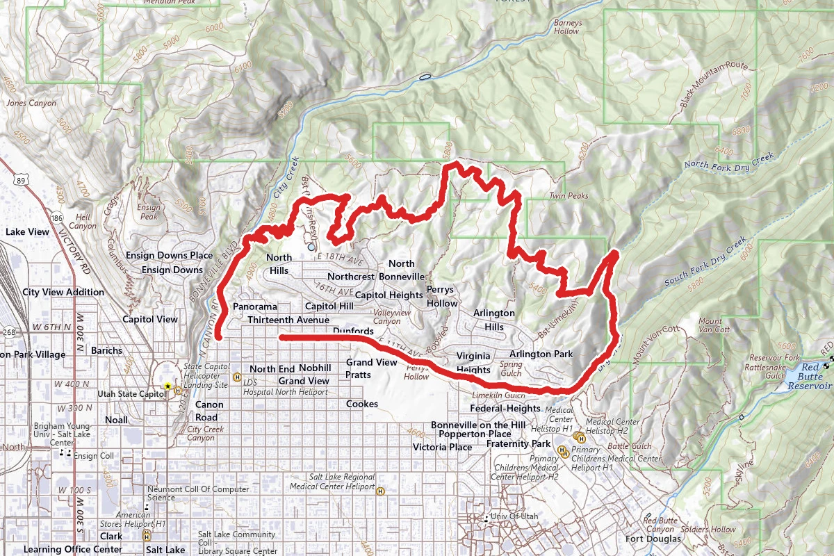 Bonneville Shoreline Trail to Valley View Trail