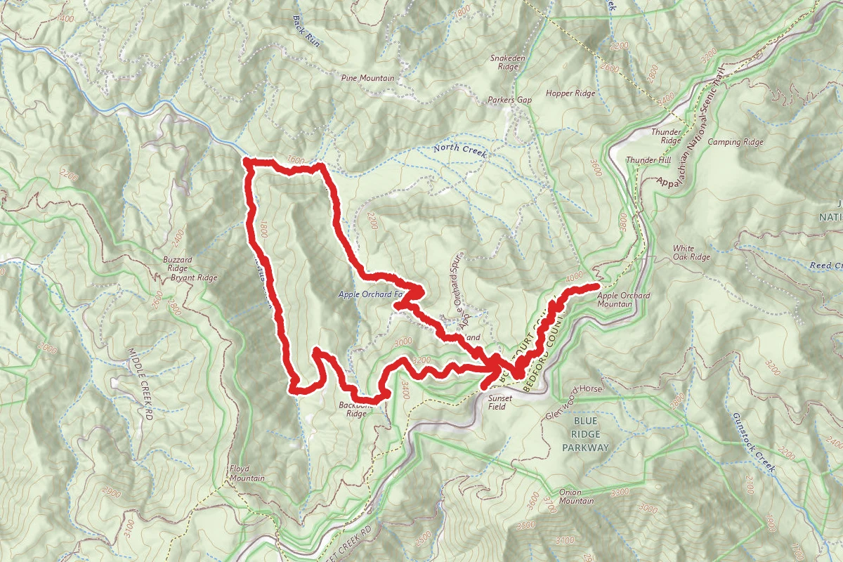 Apple Orchard Falls, Cornelius Creek Circuit and Apple Orchard Mountain