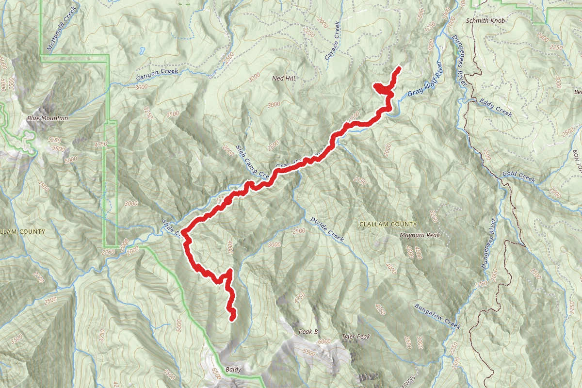Baldy Trail (historical) Via Gray Wolf Trail
