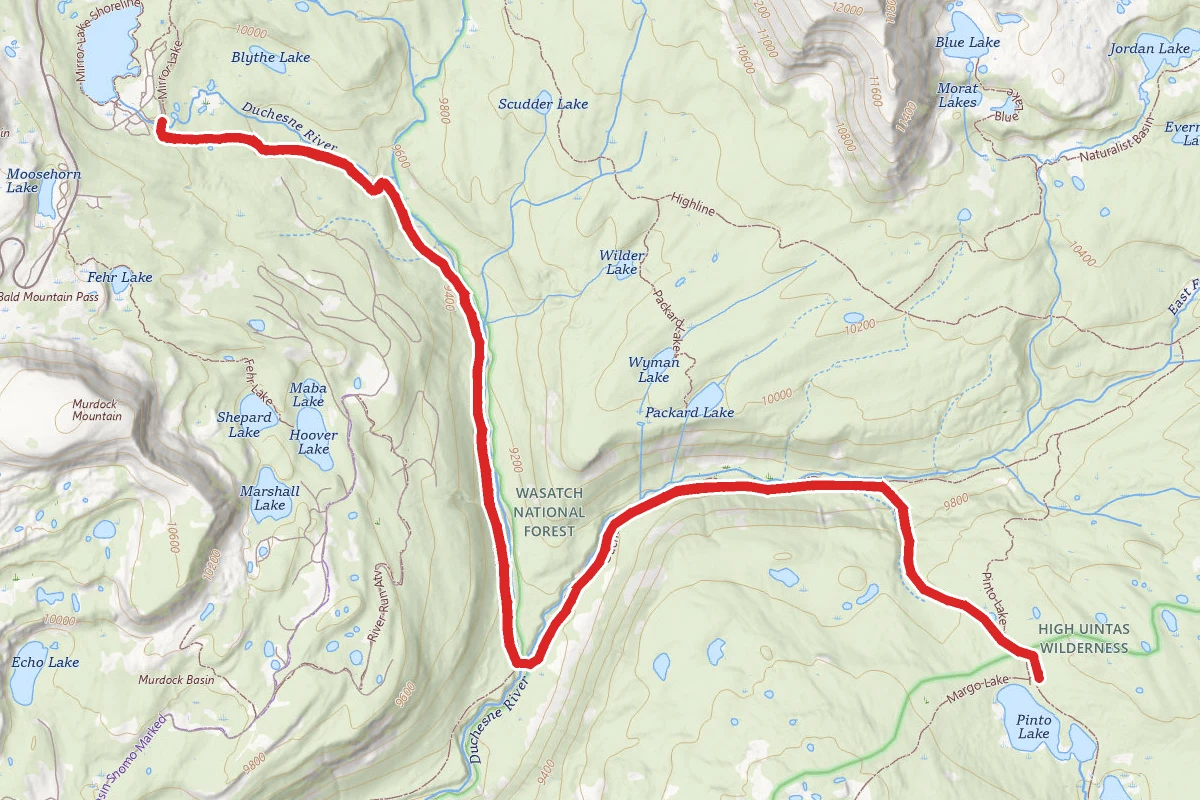 East Fork Duchesne River Trail to Pinto Lake