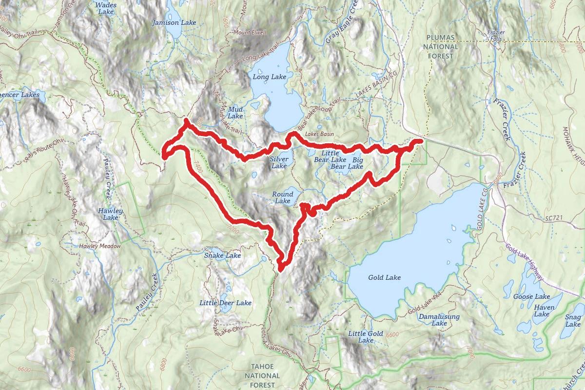 Round Lake Trail, Pacific Crest Trail, and Silver Lake Trail Loop