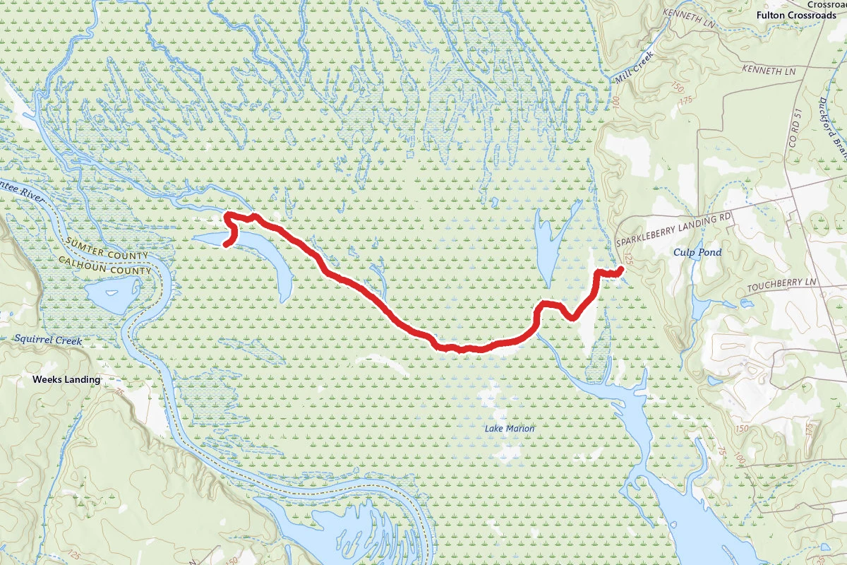 Lake Marion Kayak Route from Spark Berry Road