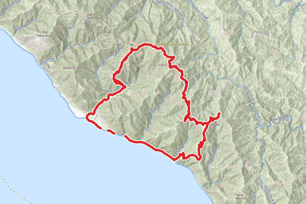 Lost Coast and Big Flat Creek via Kings Crest
