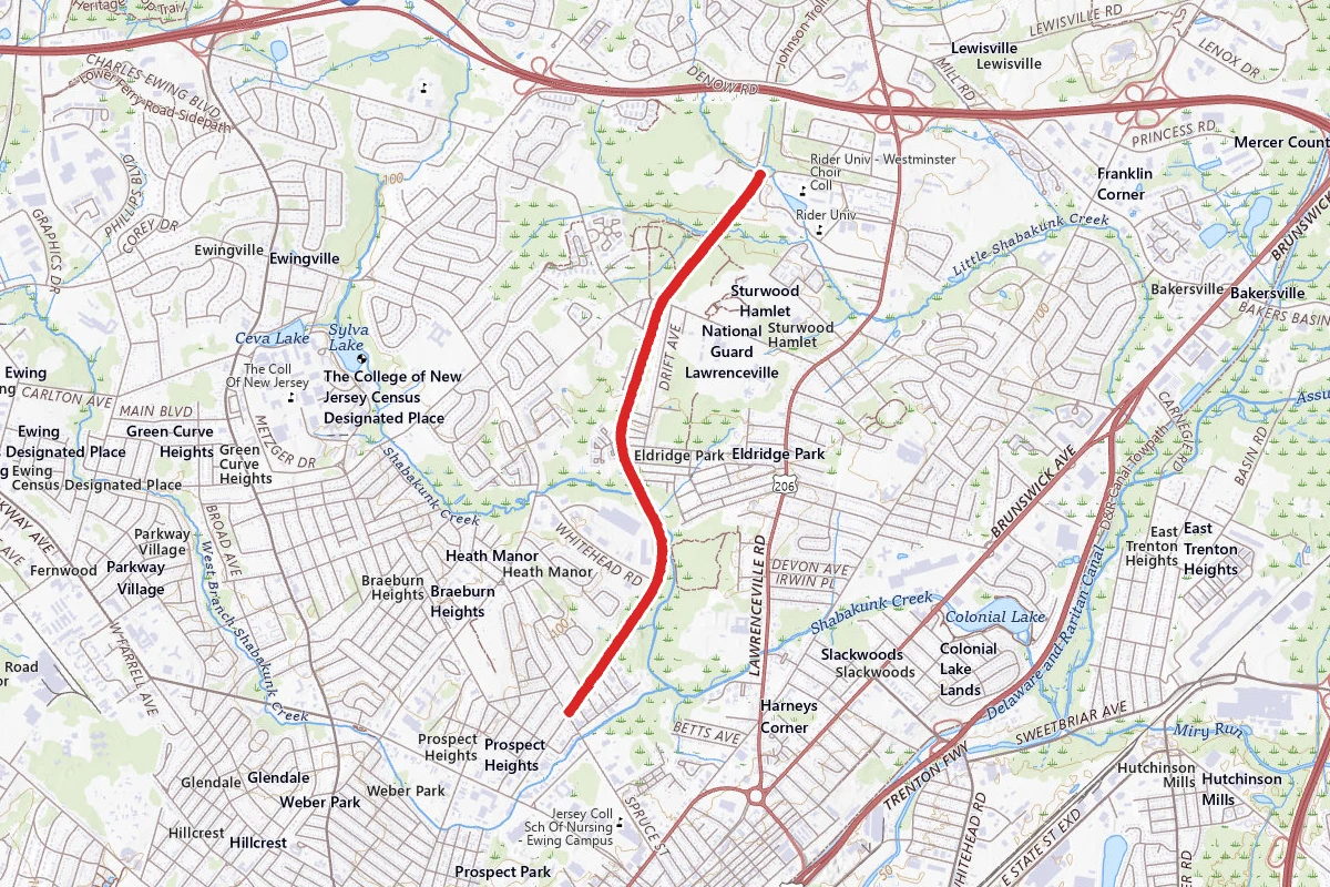 Johnson Trolley Line Trail - Rider University to Ewing Spruce Street