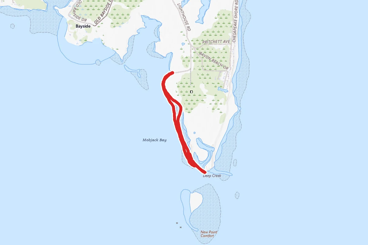 Bavon Beach to Lighthouse Paddling Route
