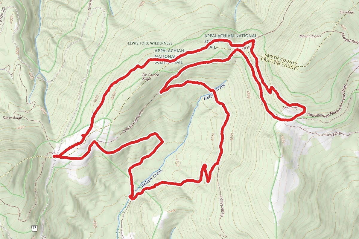 Helton Trail and Elk Garden Trail Loop via Appalachian Trail