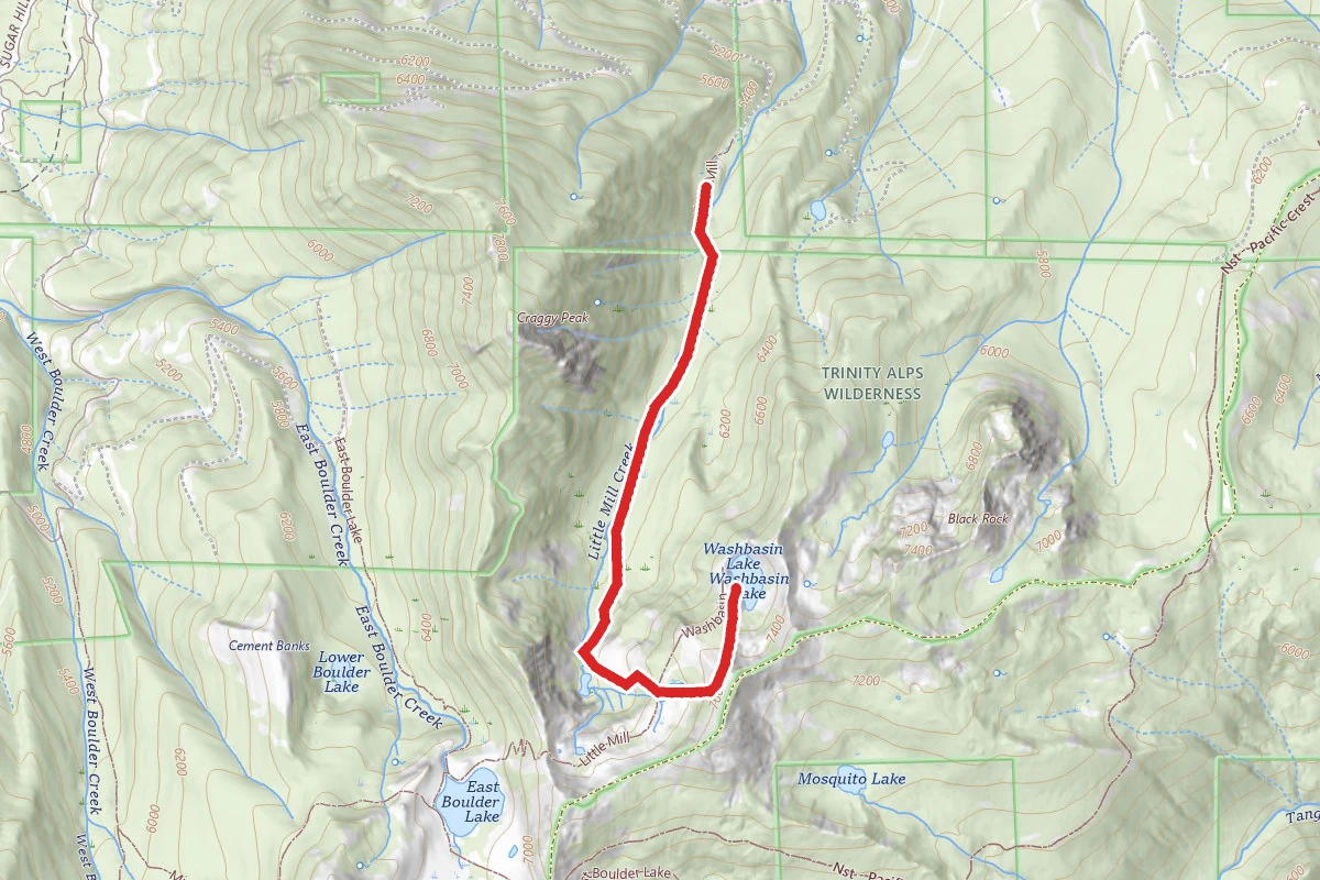 Mill Creek and Washbasin Lakes Trail