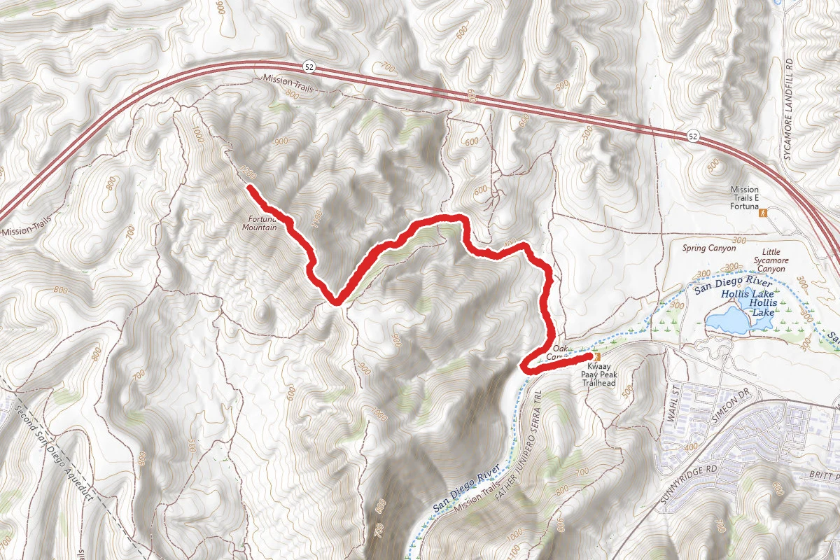 North Fortuna Mountain via Oak Canyon, Fortuna Saddle, and North Fortuna Trails