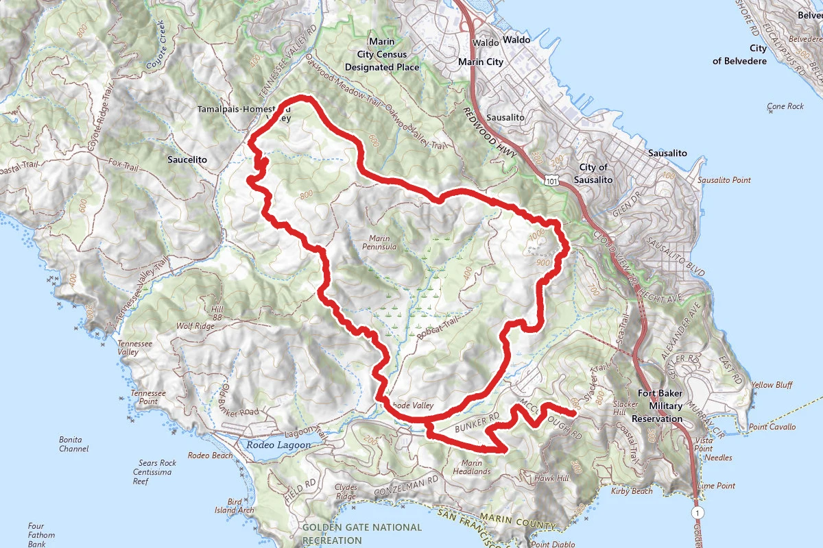 Rodeo Valley Trail To Miwok Trail Loop Via Coastal Trail