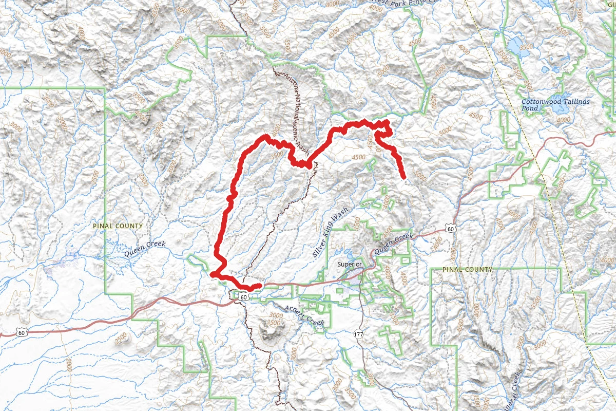 North Queen Creek Road, and FR #650 4x4 Route