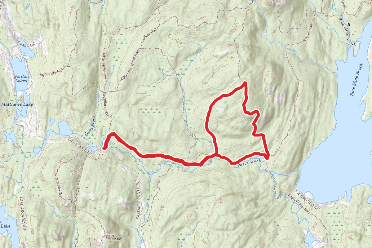 Chikahoki Falls via Highlands, Post Brook and Carris Hill Trail