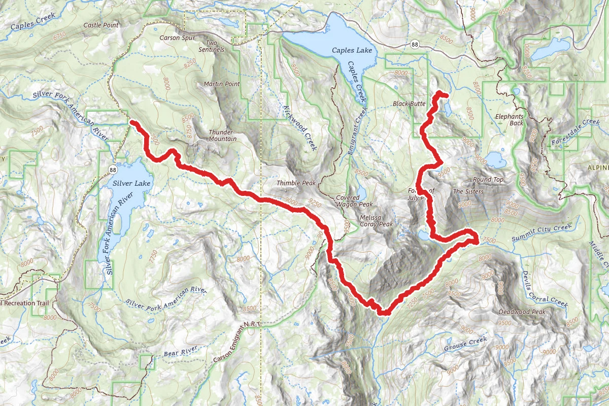 Woods Lake Campground to Pack Trail to Horseshoe Canyon Trail