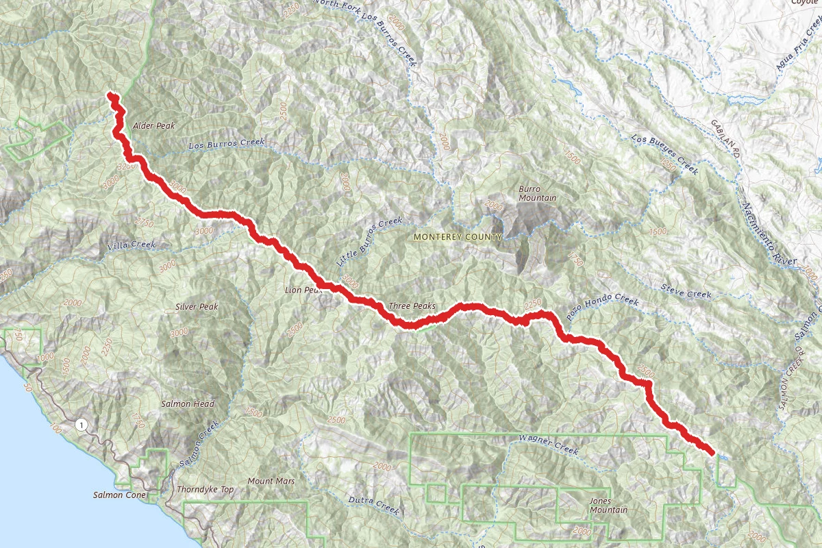 South Coast Ridge Road from Los Burros OHV Road