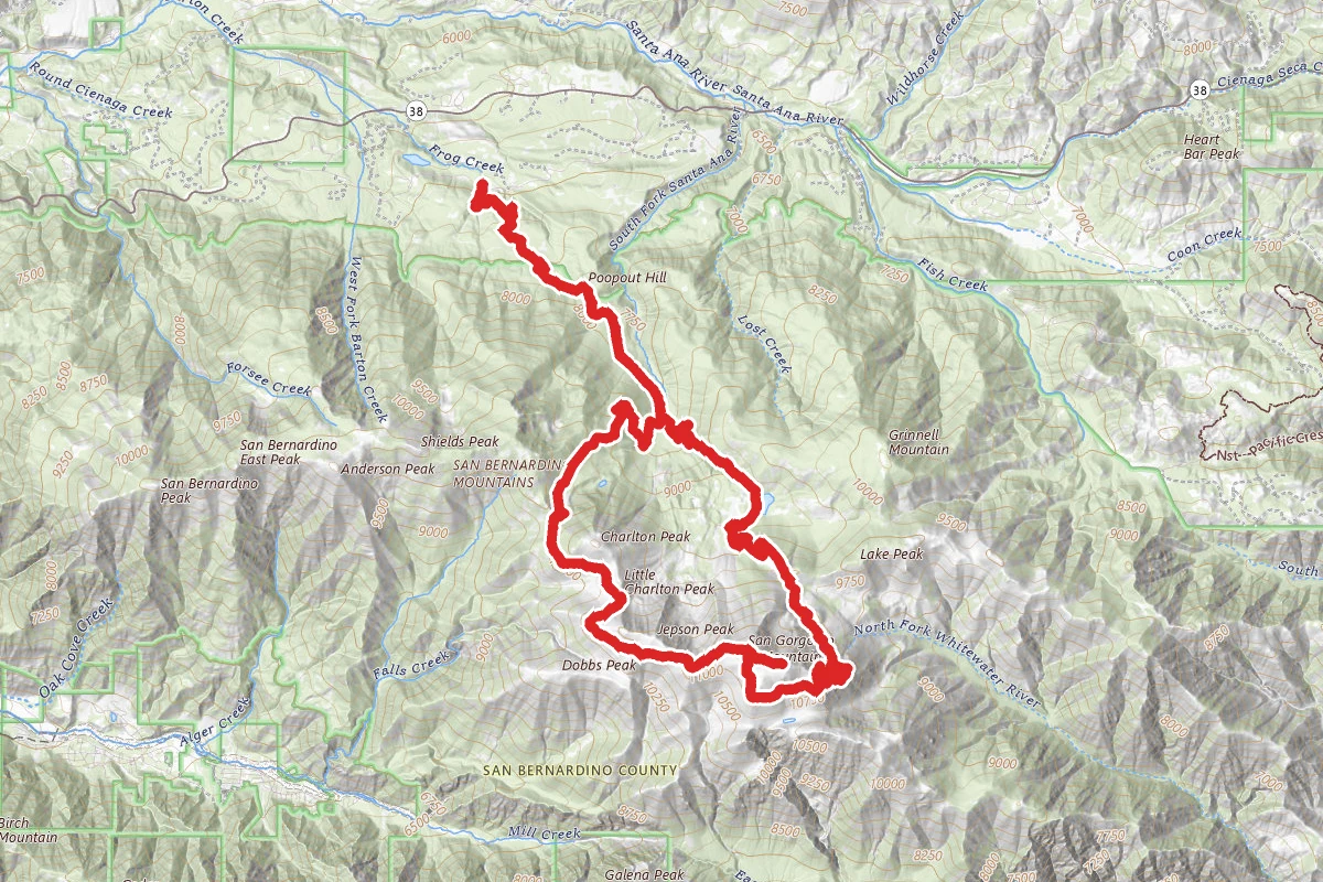 South Fork Trail to San Gorgonio Mountain via Mine Shaft Saddle