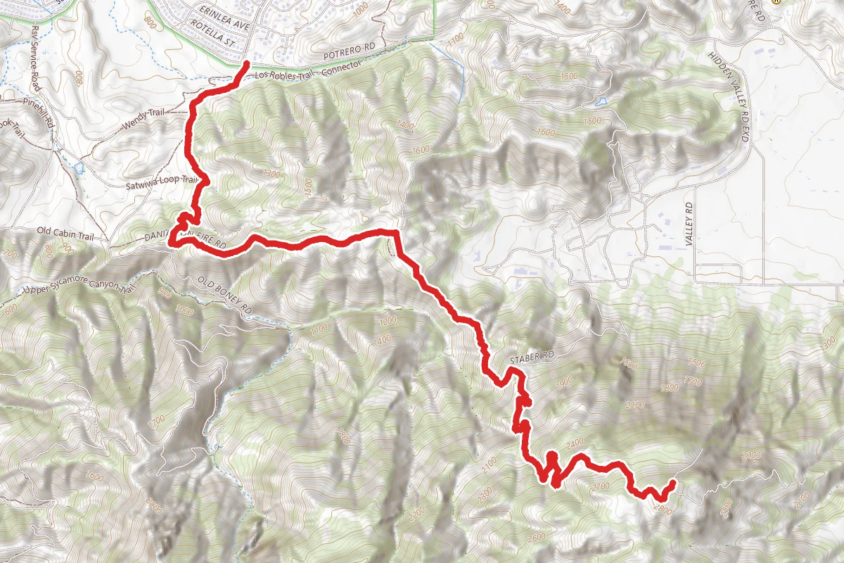 Conjo Peak via Potrero Road to Hidden Valley Overlook to Staber Road