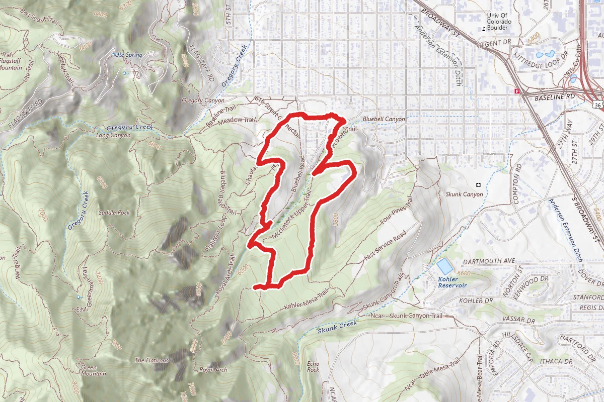 Enchanted Mesa, Bluebell Spur, and Chautauqua Loop