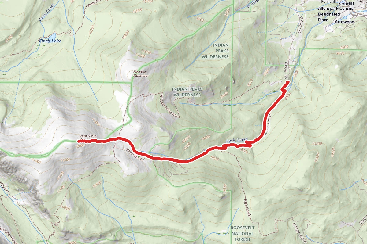 Saint Vrain Mountain via Rock Creek Trail