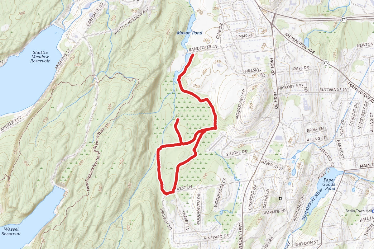 Blue and Red Blazes to Shuttle Meadow