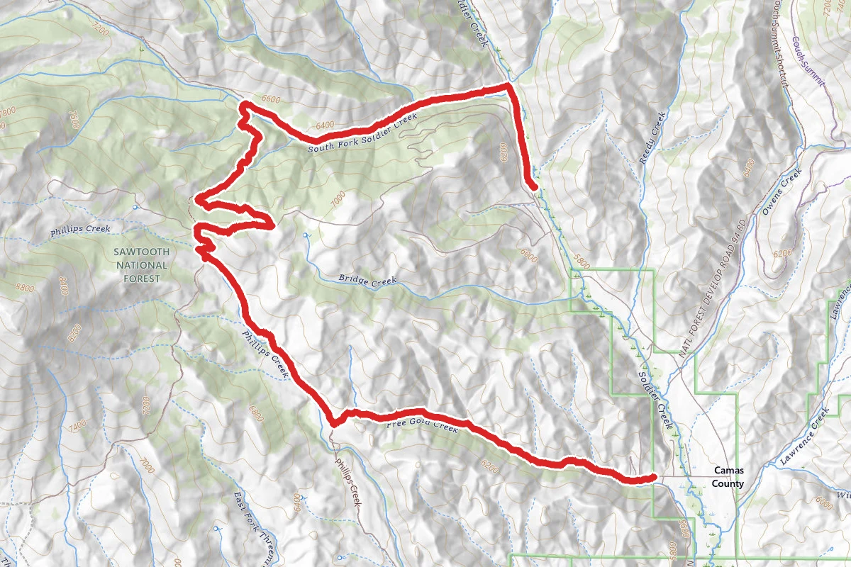 Soldier Creek and Free Gold Creek