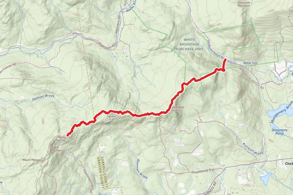 Crawford Ridgepole Trail from Sandwich Notch Rd to Mount Percival