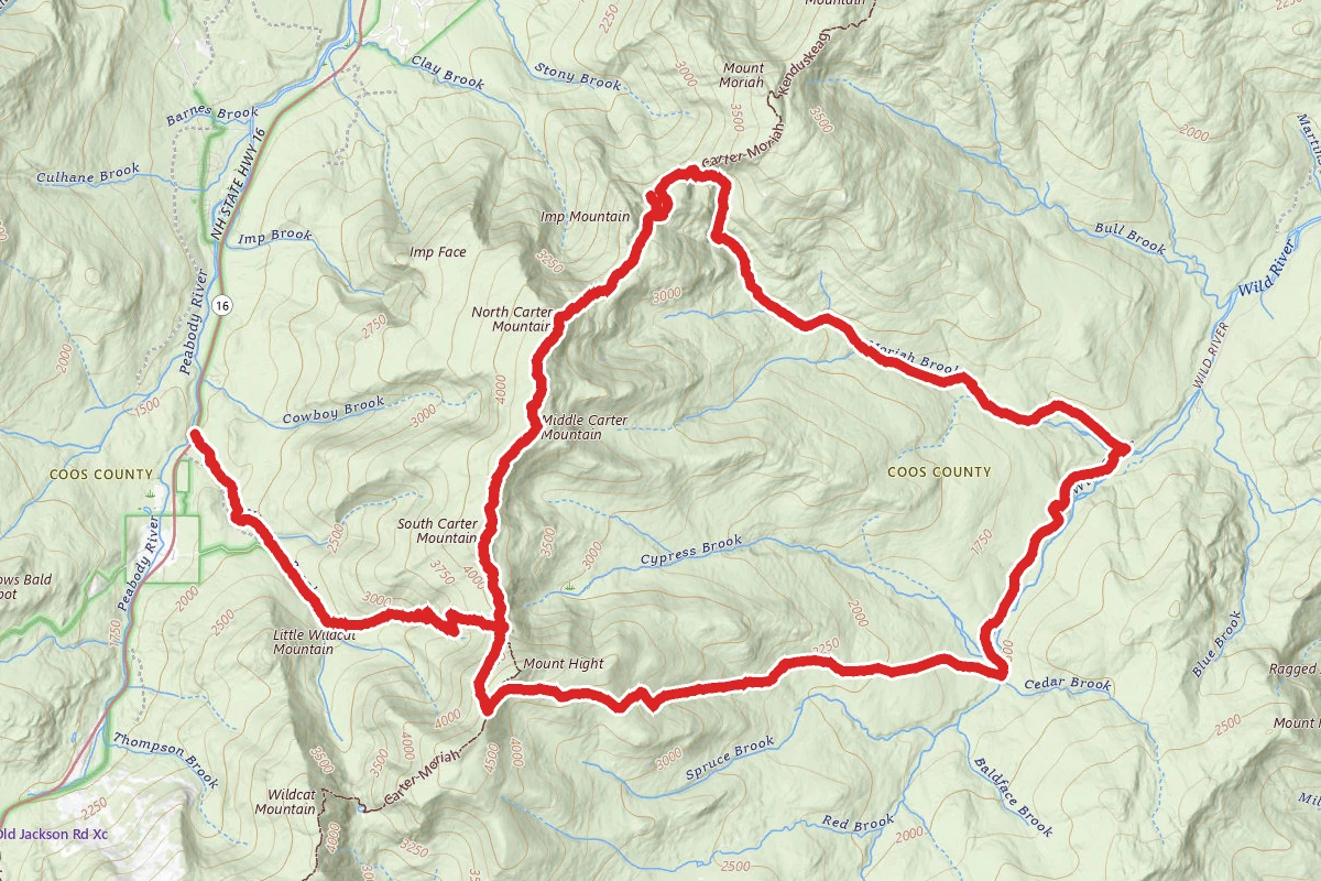 Nineteen Mile Brook, Carter Dome, Carter-Moriah, Moriah Brook, Highwater Trail and Black Angel Loop