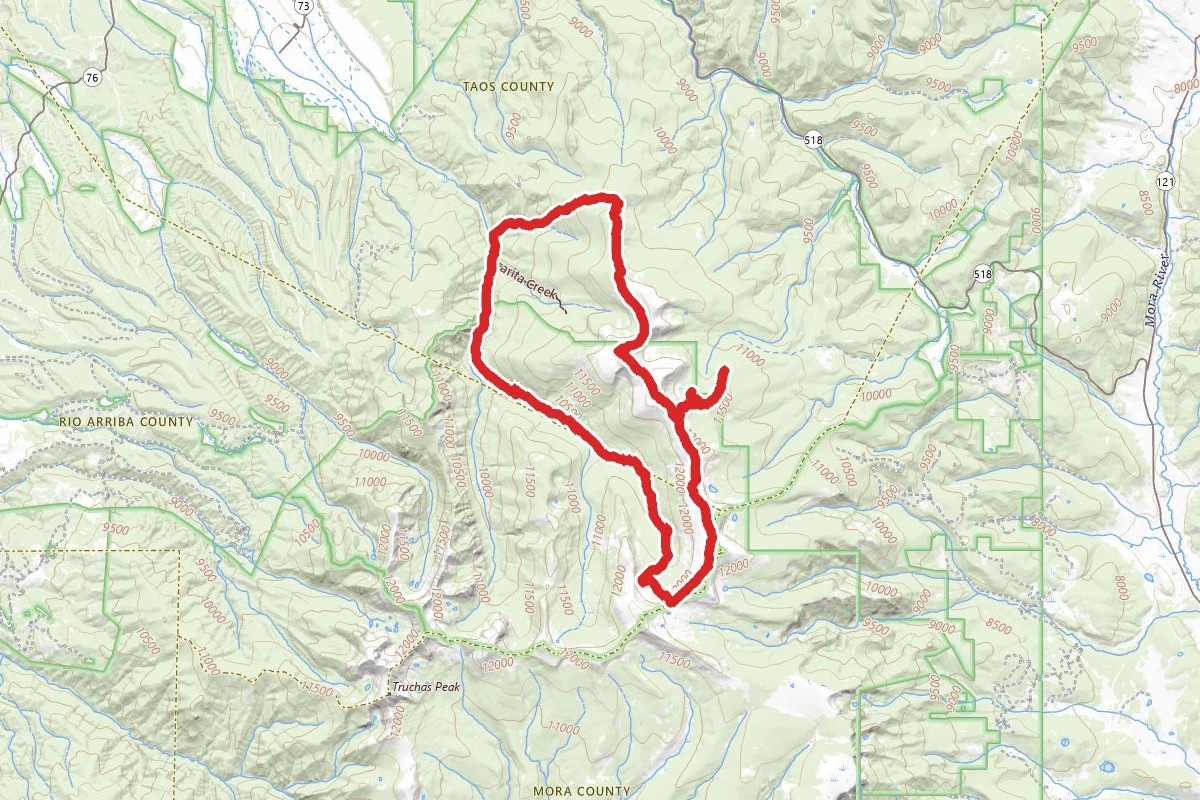 Serpent Lake, Jicarita Peak, Divide Trail and East Fork Trail Loop