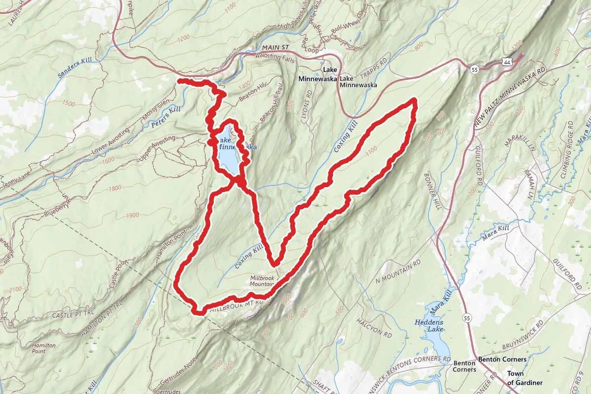 Lake Minnewaska, Millbrook Mountain, Coxing Trail and Millbrook Ridge Trail