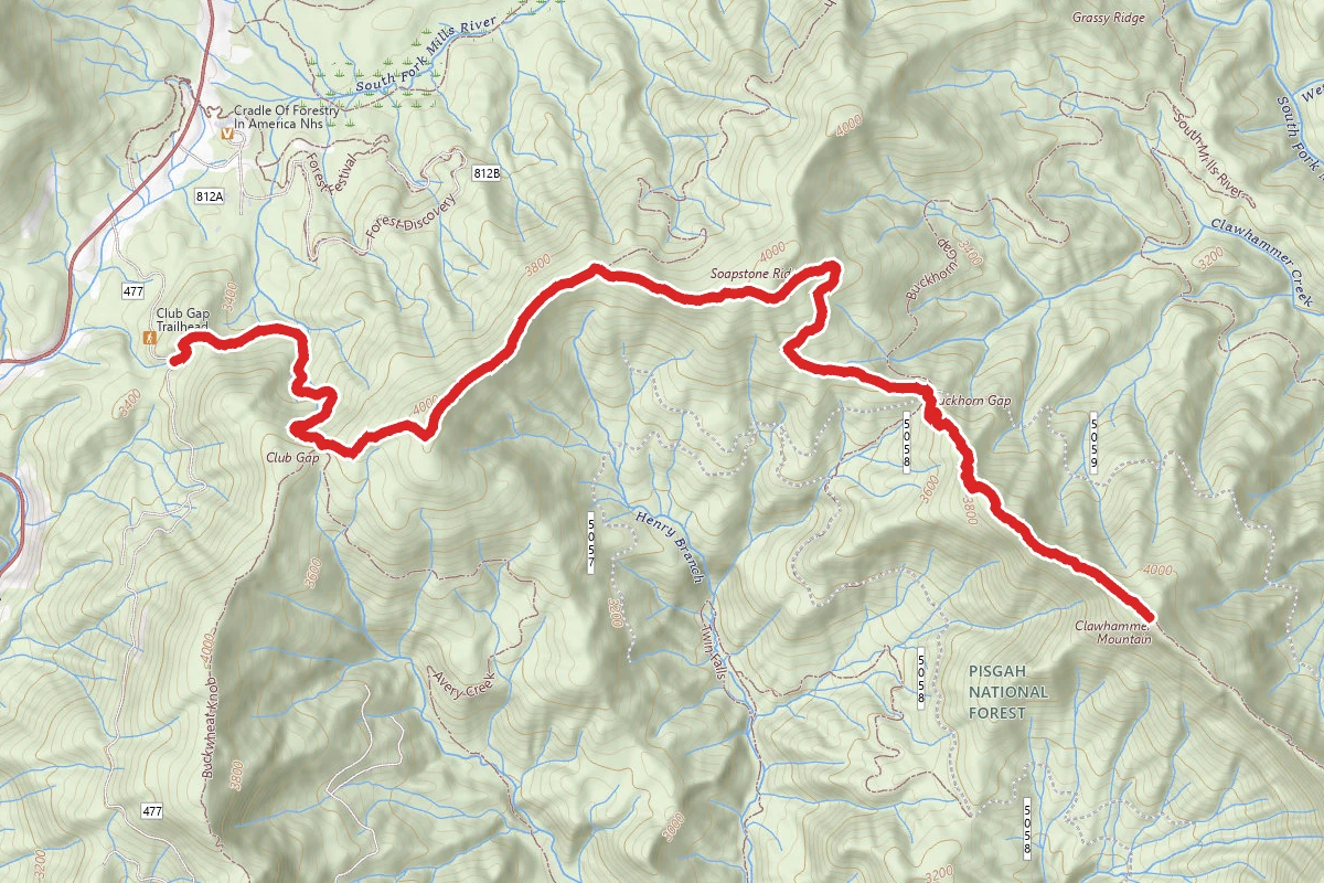 Clawhammer Mountain via Club Gap and Upper Black Mountain Trail