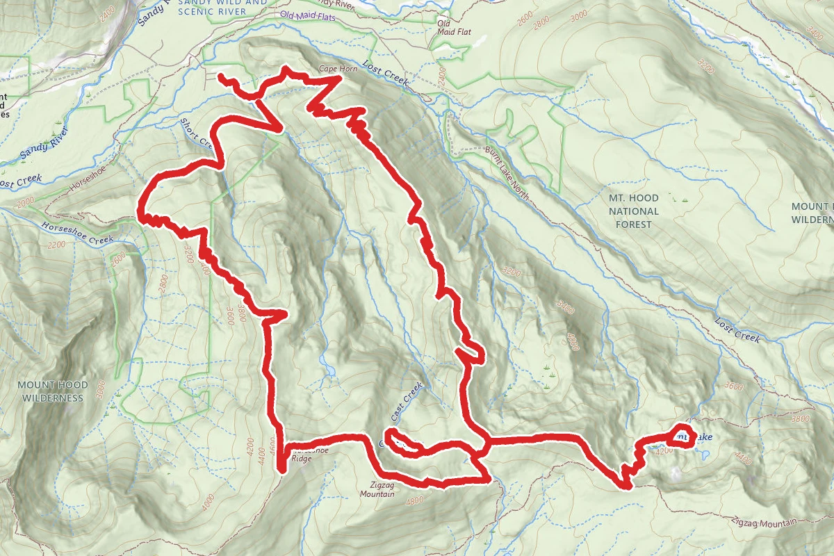 Cast and Burnt Lake Loop via Cast Creek and Zigzag Mountain Trails