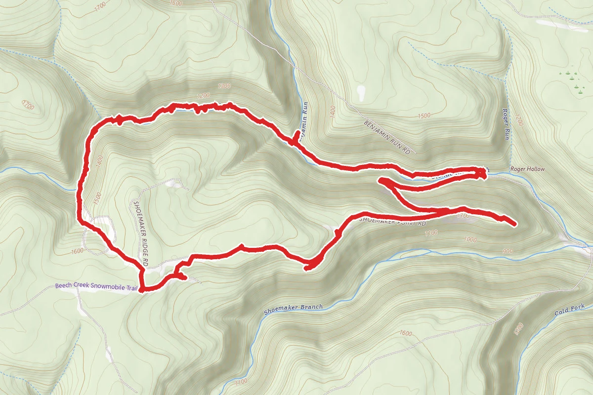 Baker Run Loop Trail route map