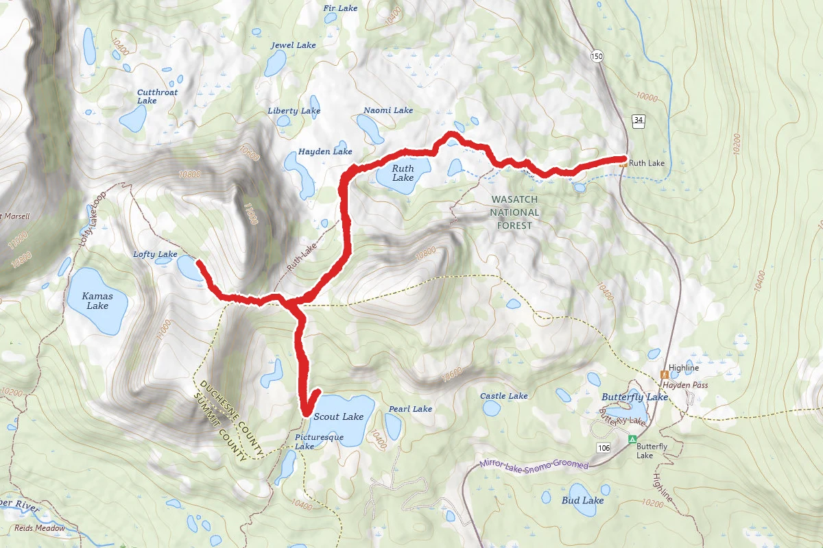 Ruth Lake, Lofty Lake, Scout Lake